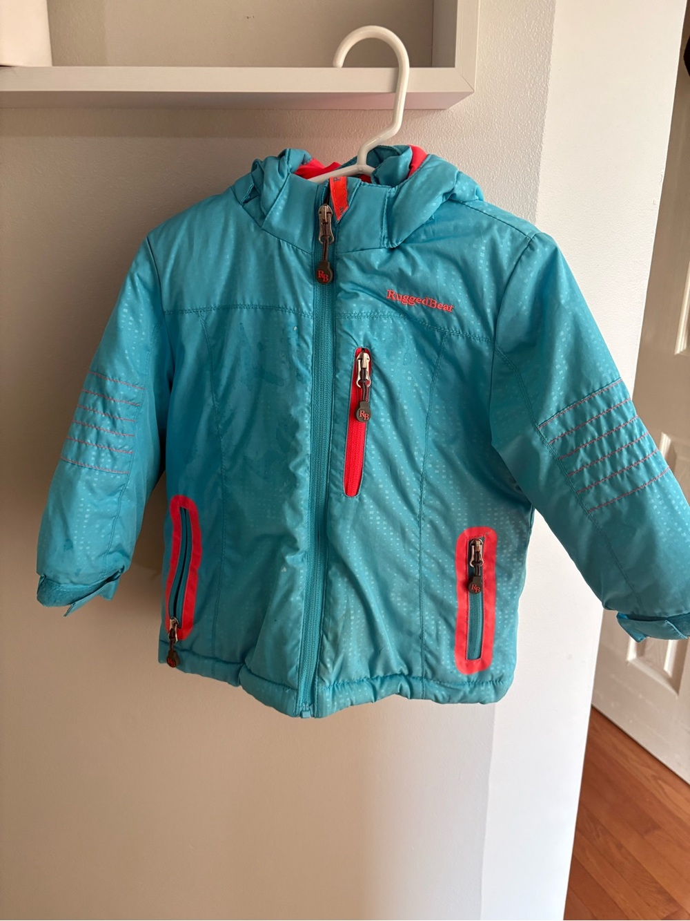 Rugged Bear Turquoise Kids Winter Jacket with Coral Accents